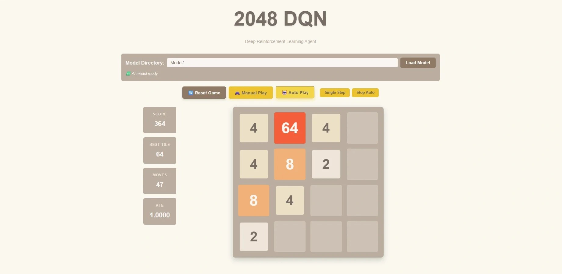 DQN Agent for 2048 Game